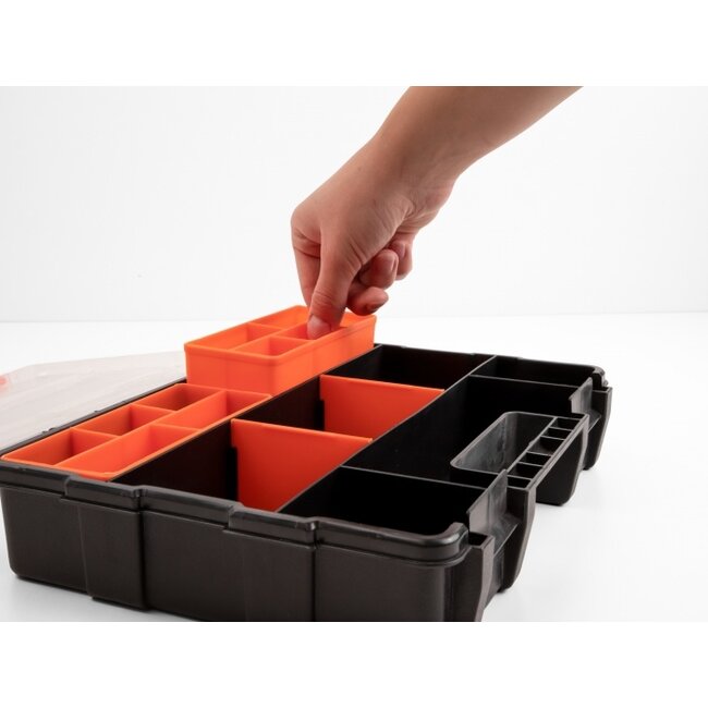 Delock Sorting box with 21 compartments 290 x 220 x 60 mm orange / black