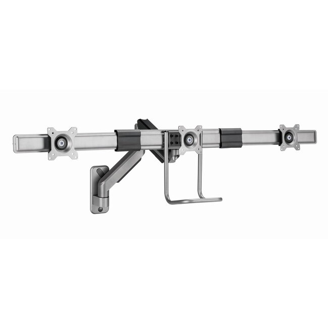 Monitorarm met gasveer voor 3 monitoren (wandmontage), space grey