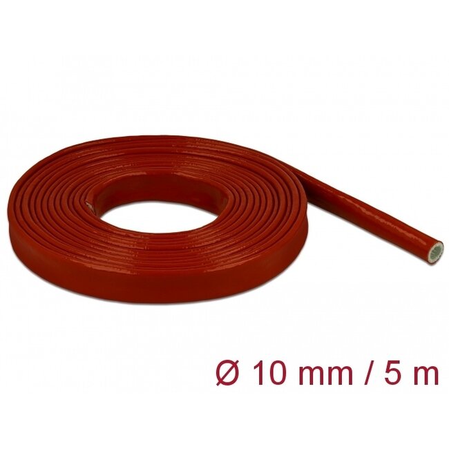 Delock Fire-Proof Sleeving Silicone-Coated 5 m x 10 mm red