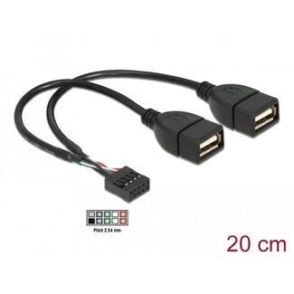 DeLOCK Delock USB Cable Pin header female > 2 x USB 2.0 type-A female 20 cm