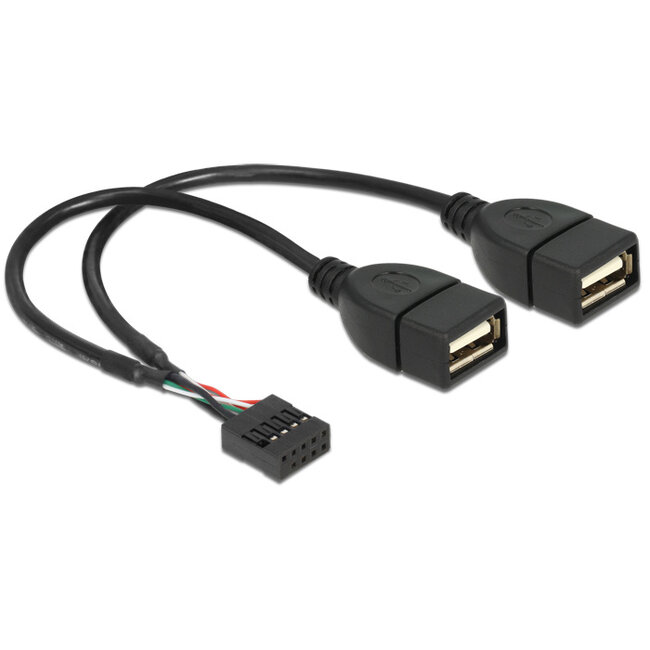 Delock USB Cable Pin header female > 2 x USB 2.0 type-A female 20 cm