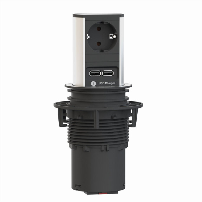 BACHMANN ELEVATOR 1xCEE7/3 USB Oplader, Stroom 2,0m CEE7/7