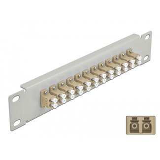 DeLOCK Delock 10″ Fiber Optic Patch Panel 12 Port LC Duplex beige 1U grey