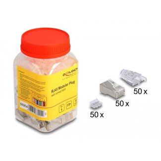 DeLOCK Delock RJ45 Modular Plug with curved latch Cat.6 and bend protection boots 50 pcs set