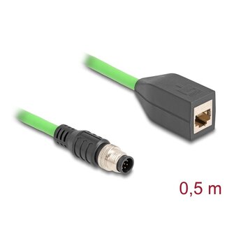 DeLOCK Delock M12 Cable A-coded 8 pin male to RJ45 female PUR (TPU) 0.5 m