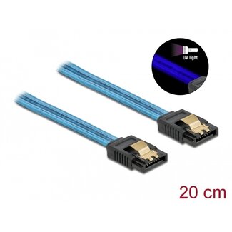 DeLOCK Delock SATA 6 Gb/s Cable UV glow effect blue 20 cm