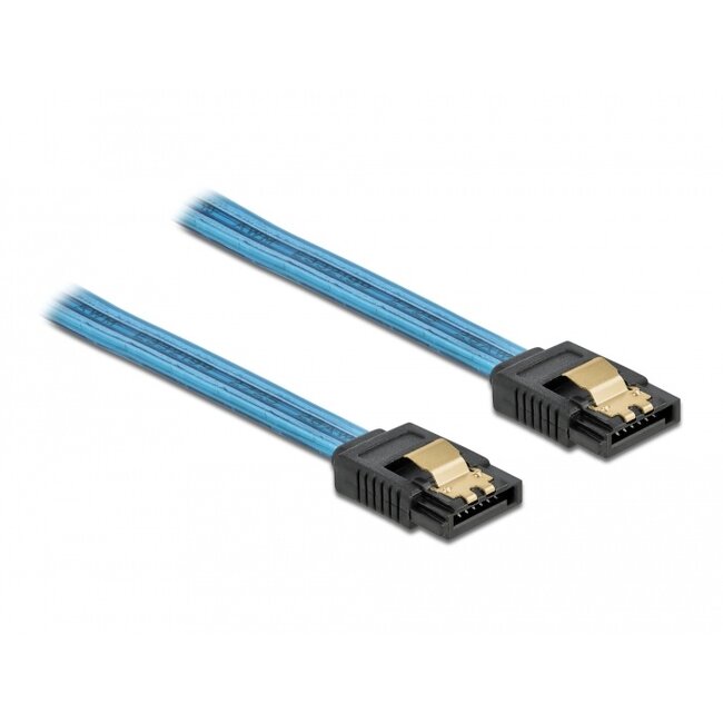 Delock SATA 6 Gb/s Cable UV glow effect blue 20 cm