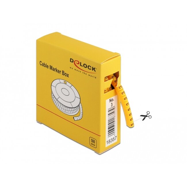 Delock Cable Marker Box, No. 3, yellow, 500 pieces