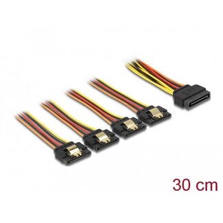 DeLOCK Delock Cable SATA 15 pin power plug with latching function > SATA 15 pin power receptacle 4 x straight 30 cm