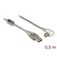 Delock Cable USB 2.0 Type-A male > USB 2.0 Type-B male angled 0.5 m transparent
