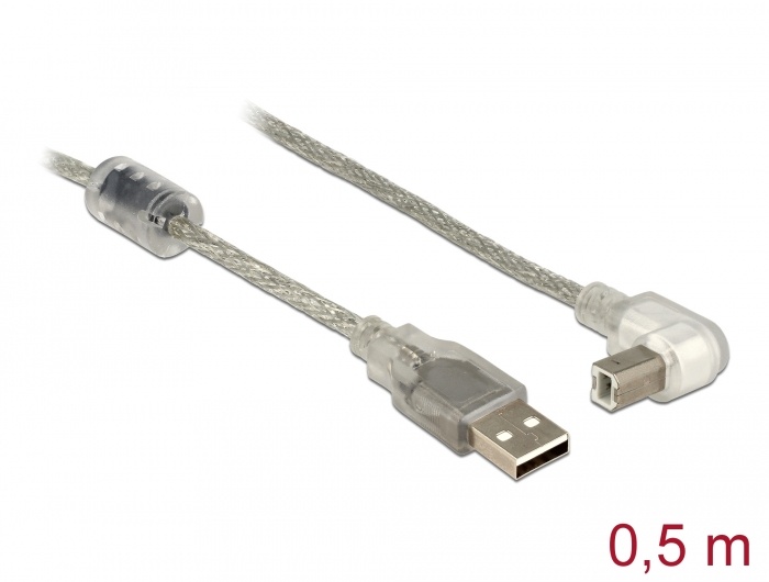 DeLOCK 84811. Lengte snoer: 0,5 m, Aansluiting 1: USB A, Aansluiting 2: USB B, USB-versie: USB 2.0, Geslacht connector: Mannelijk/Mannelijk, Maximale overdrachtssnelheid van gegeve
