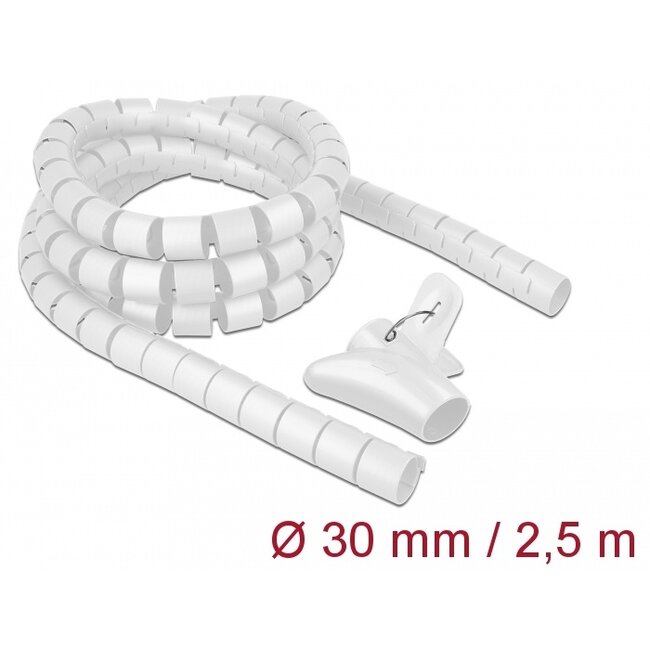 Delock Spiral Hose with Pull-in Tool 2.5 m x 30 mm white