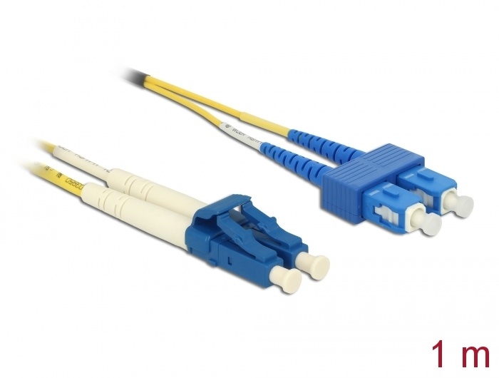 DeLOCK 1m LC-SC. Snoerlengte: 1 m, Type glasvezel: OS2, Aansluiting 1: LC, Aansluiting 2: SC, Kern diameter: 9 µm, Full duplex
