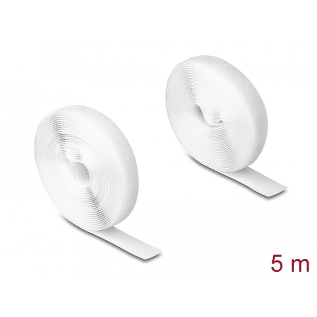Delock Heavy-duty Hook-and-Loop tape L 5 m x W 20 mm white