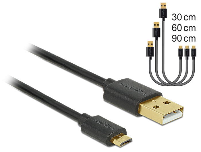 DeLOCK 83680. Aansluiting 1: USB A, Aansluiting 2: Micro-USB B, USB-versie: USB 2.0, Kleur van het product: Zwart