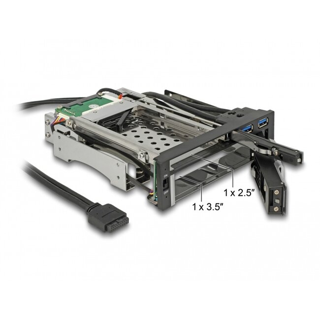 Delock 5.25″ Mobile Rack for 1 x 2.5″ + 1 x 3.5″ SATA HDD + 2 x USB 3.0 ports