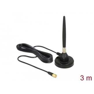 DeLOCK Delock GSM Antenna SMA plug screw mounting 3 dBi fixed omnidirectional with magnetic base and connection cable RG-174 3 m outdoor black