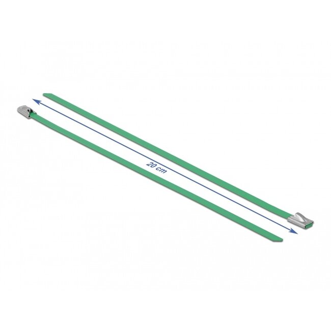 Delock Stainless Steel Cable Ties L 200 x W 4.6 mm green 10 pieces