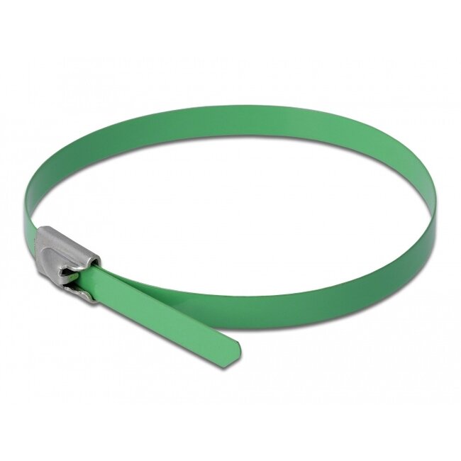 Delock Stainless Steel Cable Ties L 200 x W 4.6 mm green 10 pieces