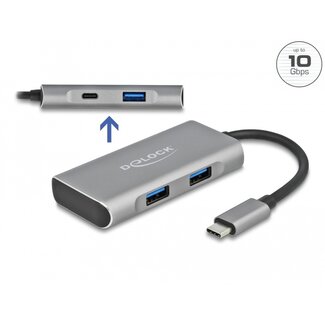 DeLOCK Delock External USB 10 Gbps USB Type-C™ Hub with 3 x USB Type-A and 1 x USB Type-C™