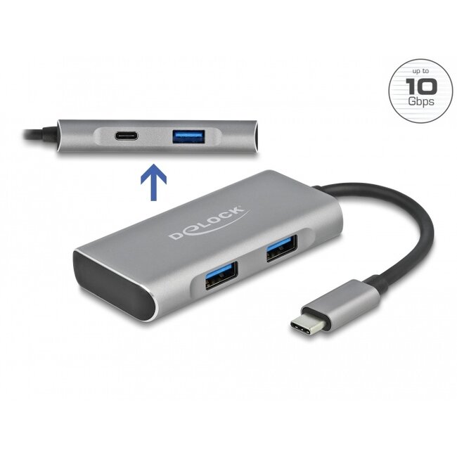 Delock External USB 10 Gbps USB Type-C™ Hub with 3 x USB Type-A and 1 x USB Type-C™