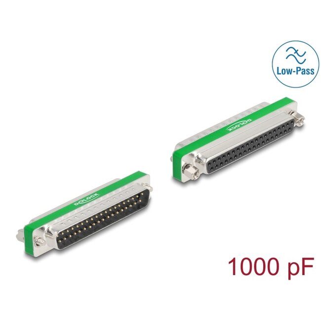 Delock RF/EMI Interference Suppression Filter D-Sub 37 pin male to female with low-pass filter capacitive
