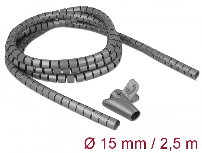 Delock Spiral Hose with Pull-in Tool 2.5 m x 15 mm grey |