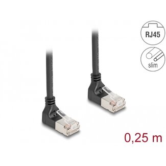 DeLOCK Delock RJ45 Network Cable Cat.6A S/FTP Slim 90° upwards / upwards angled 0.25 m black