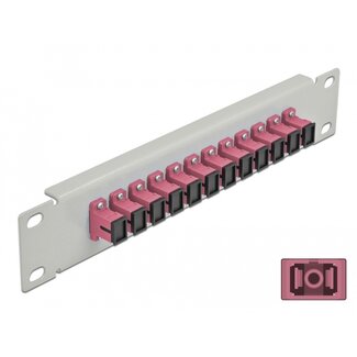DeLOCK Delock 10″ Fiber Optic Patch Panel 12 Port SC Simplex violet 1U grey