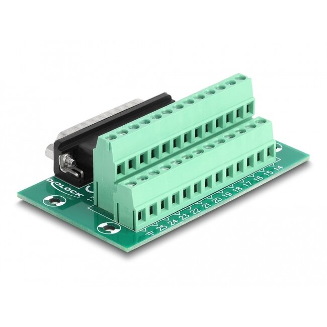 Delock D-Sub 25 pin male to Terminal Block for DIN rail