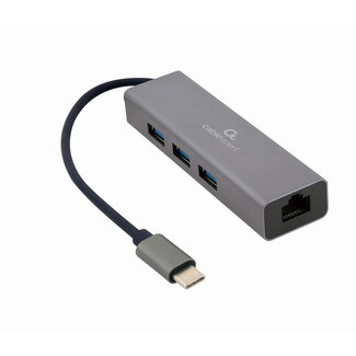 Cablexpert USB-C Gigabit netwerk adapter met ingebouwde USB 3.1 hub