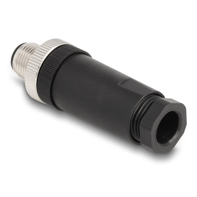 Delock M12 Connector A-coded 3 pin male for mounting with screw connection