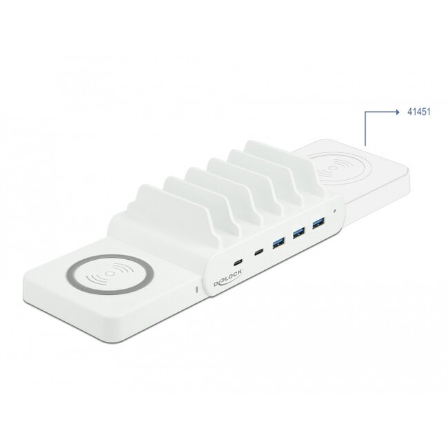 Delock USB and Wireless Charger 2 x USB Type-C™ PD + 3 x USB Type-A with 110 W