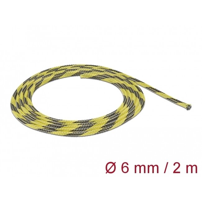 Delock Braided Sleeve stretchable 2 m x 6 mm black-yellow