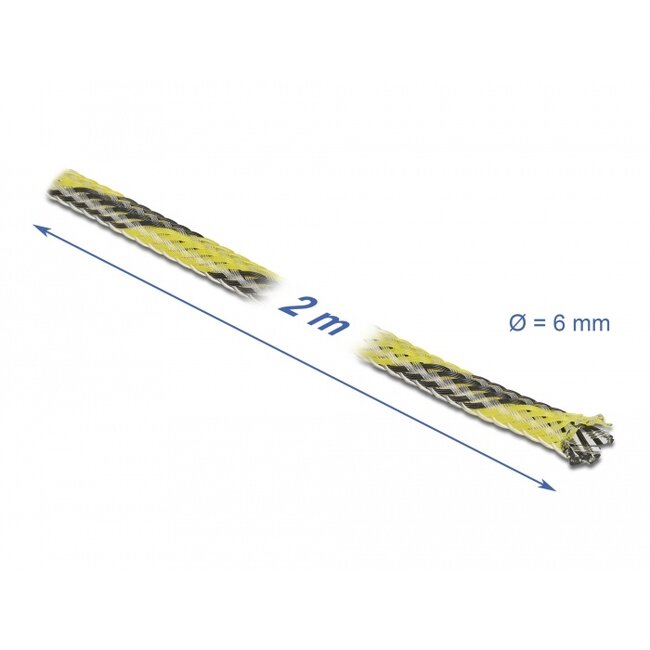 Delock Braided Sleeve stretchable 2 m x 6 mm black-yellow