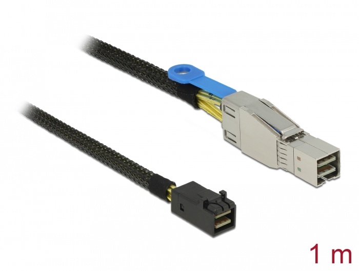DeLOCK 83618. Lengte snoer: 1 m, Sexe: Mannelijk/Mannelijk, Data transfer snelheid (max): 12 Gbit/s. Aansluiting 1: Mini SAS HD SFF-8644, Aansluiting 2: Mini SAS HD SFF-8643, Conne