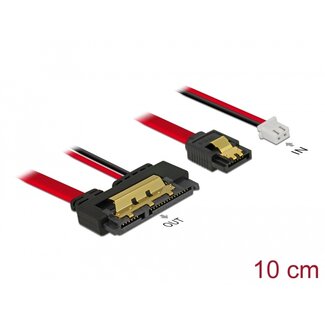 DeLOCK Delock Cable SATA 6 Gb/s 7 pin receptacle + 2 pin power female > SATA 22 pin receptacle straight (5 V) metal 10 cm