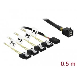 DeLOCK Delock Cable Mini SAS HD SFF-8643 > 4 x SATA 7 pin Reverse + Sideband 0.5 m