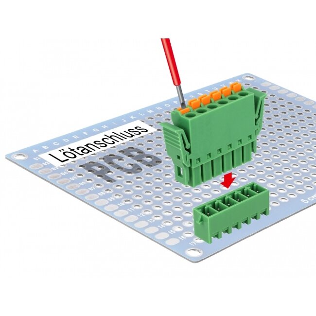 Delock Terminal block set for PCB 6 pin 3.81 mm pitch vertical