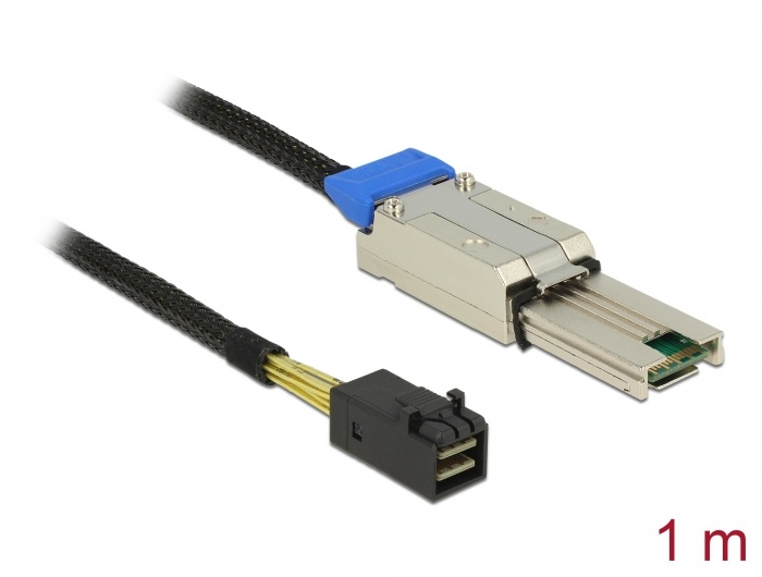DeLOCK 83620. Lengte snoer: 1 m, Sexe: Mannelijk/Mannelijk, Data transfer snelheid (max): 6 Gbit/s. Aansluiting 1: Mini SAS SFF-8088, Aansluiting 2: Mini SAS HD SFF-8643, Connector