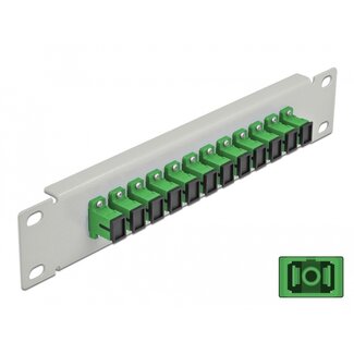 DeLOCK Delock 10″ Fiber Optic Patch Panel 12 Port SC Simplex green 1U grey