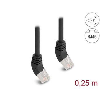 DeLOCK Delock RJ45 Network Cable Cat.6A S/FTP 45° upwards angled 0.25 m black