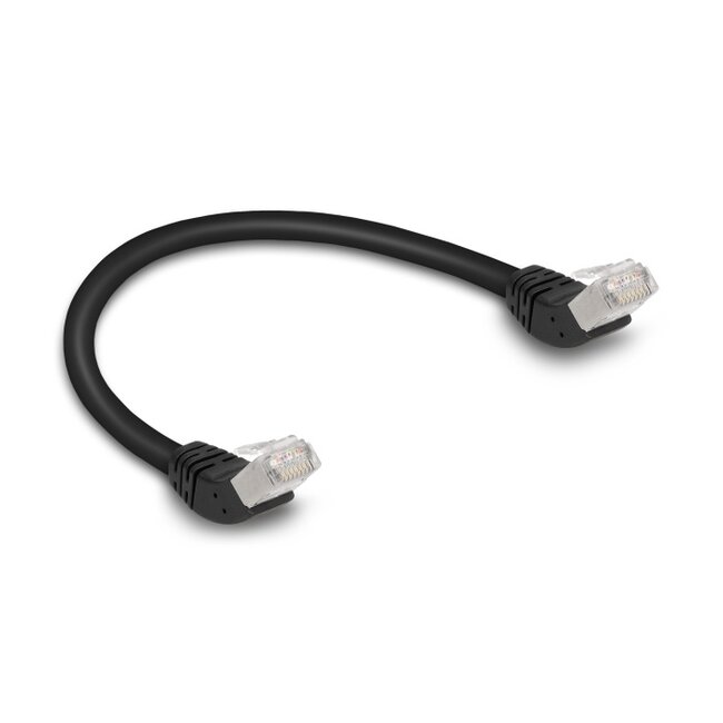 Delock RJ45 Network Cable Cat.6A S/FTP 45° upwards angled 0.25 m black