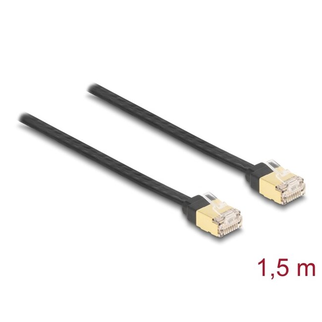 Delock RJ45 Retractable Cable Cat.6A STP 1.5 m black / yellow