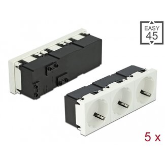DeLOCK Delock Easy 45 Grounded Power Socket 3-way with a 45° arrangement 45 x 45 mm 5 pieces