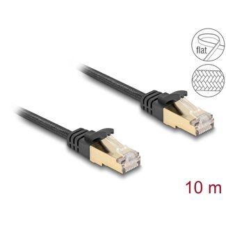DeLOCK Delock RJ45 Flat Network Cable with braided jacket Cat.6A U/FTP plug to plug 10 m black