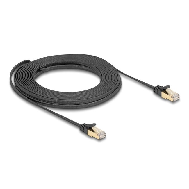 Delock RJ45 Flat Network Cable with braided jacket Cat.6A U/FTP plug to plug 10 m black