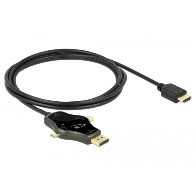 Delock 3 in 1 Monitor Cable with USB-C™ / DisplayPort / mini DisplayPort in to HDMI out with 4K 60 Hz
