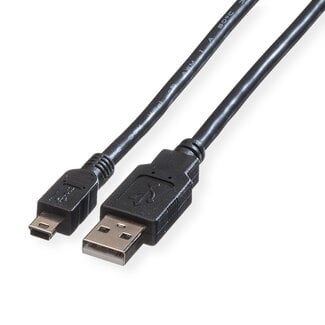 Roline ROLINE USB 2.0 Kabel, type A - 5-Pin Mini, zwart, 3 m