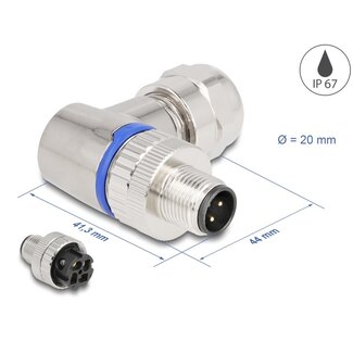 DeLOCK Delock M12 Connector A-coded 4 pin male for mounting with screw connection 90° angled metal